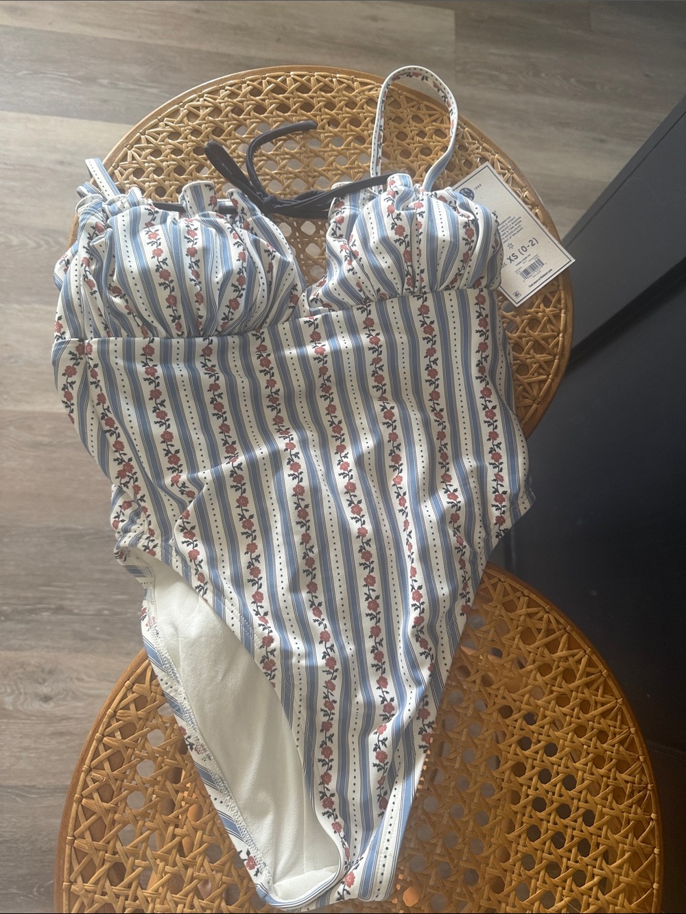 Lee Blue and White Striped Floral One-Piece